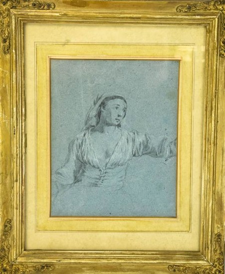 Attributed Pierre Jacques Voltaire Pencil Drawing