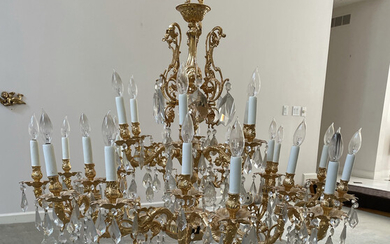 BRONZE CHANDELIER, MANSION SIZE H 42" DIA 42", FRENCH STYLE