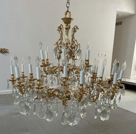 BRONZE CHANDELIER, MANSION SIZE H 42" DIA 42", FRENCH
