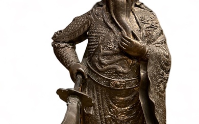 BRONZO-Cina guerriero in bronzo cm.x h. 112