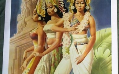 Bali Dancers Art by Andre Durenceau (1930) 48” x 33.5”
