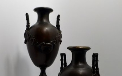 Baluster-shaped vases - Japonism (2) - Bronze (patinated) - Second half 19th century