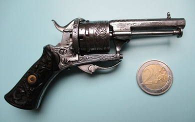 Belgium - Ca. 1860 - Small and Engraved Ladies Model - Single Action (SA) - Pinfire (Lefaucheux) - Revolver - 5mm Cal