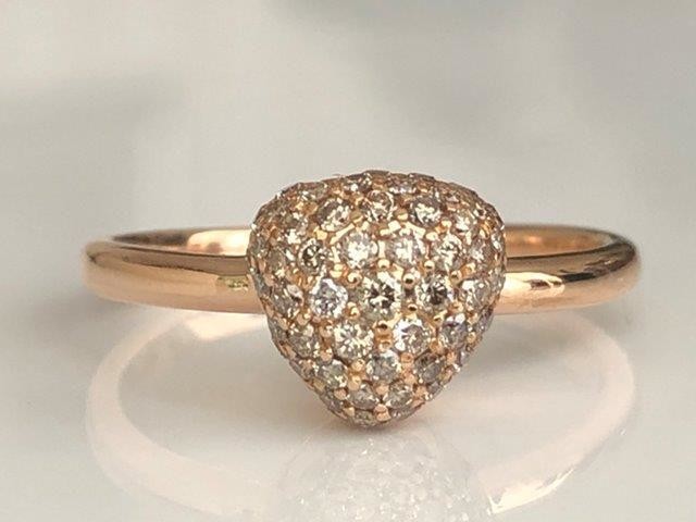 Bigli - 18 kt. Pink gold Ring with 0.64 ct Diamond