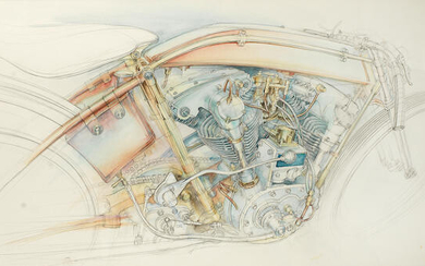 Bob Freeman (British 1947-2004), eight original motorcycle artworks