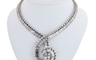 Boucheron 1960's Platinum 111 Carat Magnificent Musical Note Diamond Necklace