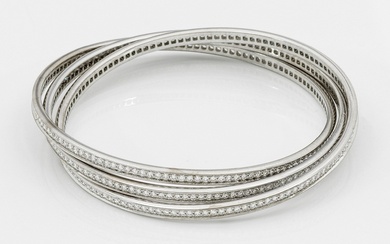 Bracelet-jonc en diamants "Trinity" de Cartier en or blanc, taille 750. 360 diamants pour un...