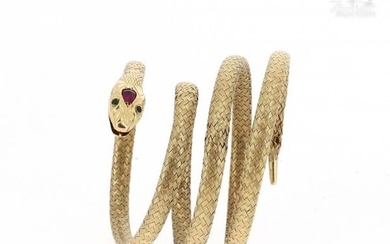 Bracelet serpent en or jaune 18k (750 millièmes)...