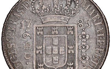 Brazil: , Maria I & Pedro III 640 Reis 1783-(L) XF45 NGC,...