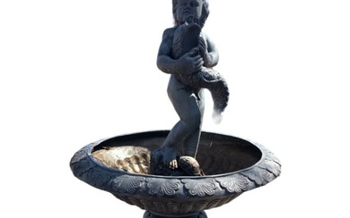 Bronze Fountain with Boy Holding Fish