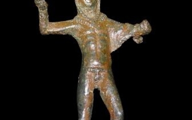 Bronze Large Statuette of Heracles around 400 BC - 10.8×5.9×1.7 cm