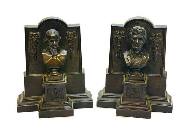 Bronze Presidential Book Ends by Griffoul Newark