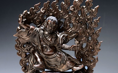 Bronze sculpture of one of the eight Dharmapalas, Tibet/Nepal, 20th...