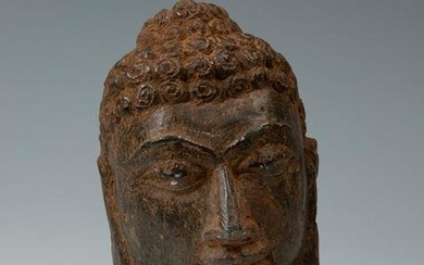 Buddha's head. India, 19th century. Carved stone.