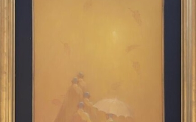 Bui Van Hoan, Group of Monks, Oil Painting
