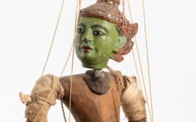 Burmese Carved Wood Marionette Hero Puppet