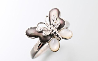 Butterfly" ring in white gold 750 thousandths adorned...