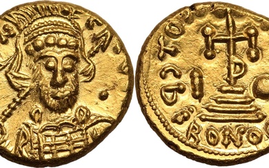 Byzantine Empire Constantine IV 'Pogonatus' dated IY 10 = AD 681/2 AV Solidus Mint State; marvellous style, highly lustrous