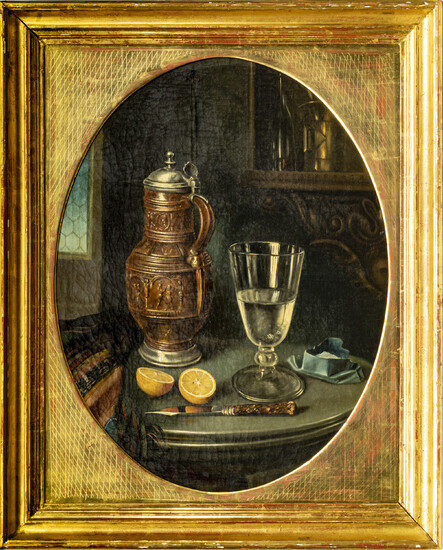 CARL LORENZ, VIENNA, OIL ON CANVAS 1887 H 29.25" W 22.5" STILL LIFE