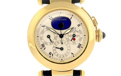CARTIER - a Pasha Perpetual Calendar wrist watch. 18ct yellow gold case. Case width 38mm. Reference