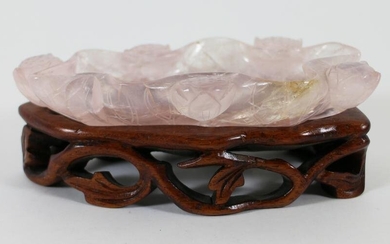 CHINESE CARVED ROSE QUARTZ COUPE