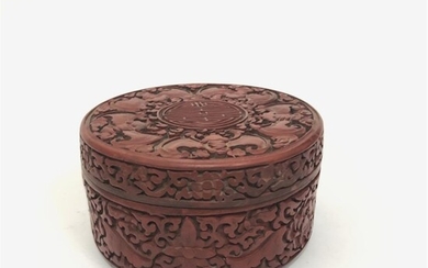 CHINESE RED CINNABAR COVER BOX
