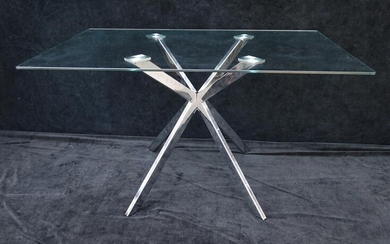 CHROME /BRUSHED STEEL TABLE 29" X 32" X 51"