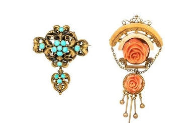 COLLECTION OF ANTIQUE GOLD-FILLED BROOCHES