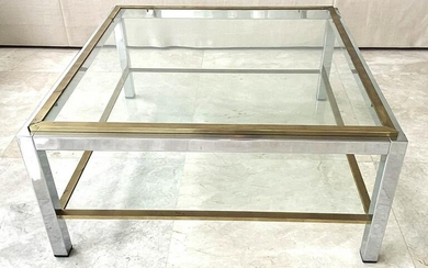 CONTEMPORARY BRASS AND STEEL COCKTAIL TABLE