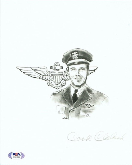 COOK CLELAND SIGNED PRINT PSA DNA AH01025 (D) WWII ACE