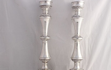 Candlestick, 25.5 cm (2) - .925 silver, Silver - W I Broadway & Co, Birmingham - U.K. - 1968