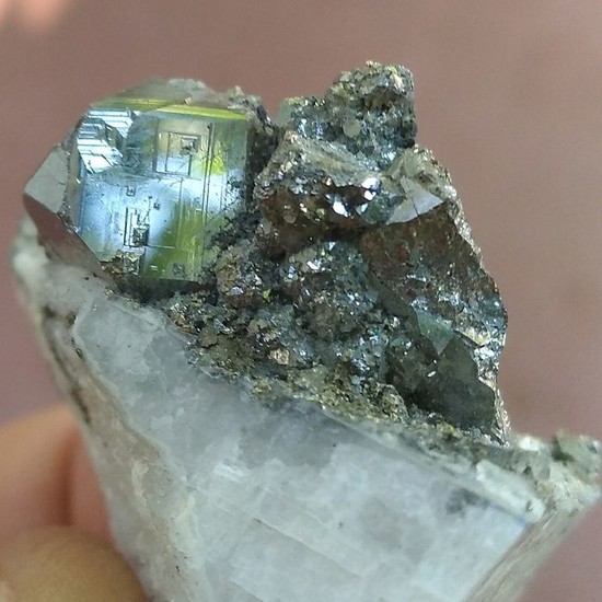 Carrollite / Calcite Crystals on matrix - 33×25×34 mm - 31 g