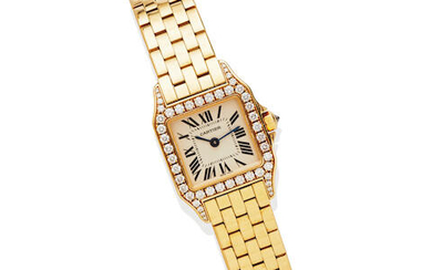 Cartier: Gold And Diamond 'Santos Demoiselle' Wristwatch