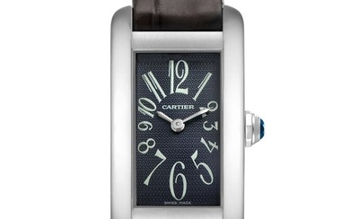 Cartier Tank Americaine Grey Dial White Gold Ladies Watch W2605129