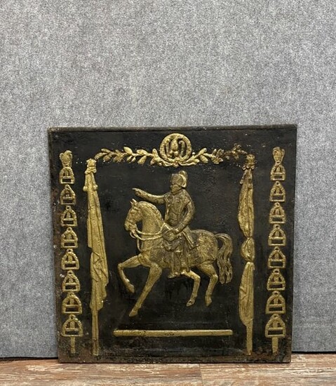Cast iron fireback with heightened gilding - Empire Style - Iron (cast) - First half 19th century