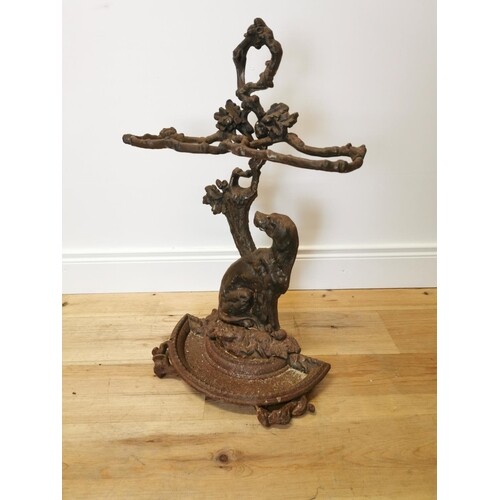 Cast iron stick stand in the form of a dog and tree { 73cm H...