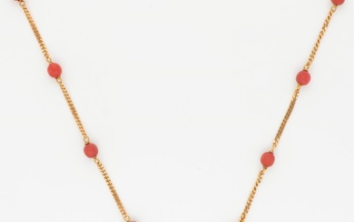 Chain - 18 kt. Yellow gold Blood Coral