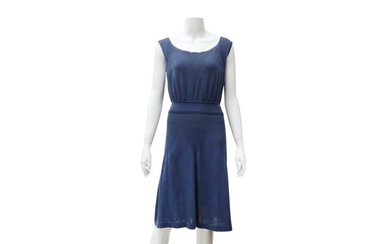 Chanel Steel Blue Knit Sleeveless Dress