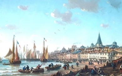 Charles Euphrasie Kuwasseg (1838–1904) - Marine, Scene de port.