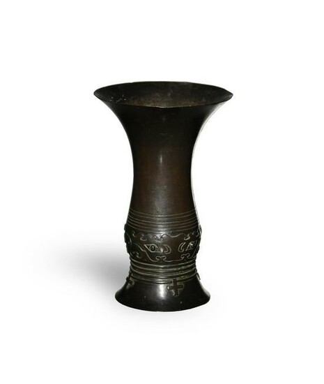 Chinese Bronze Gu Form Vase, 17th - 18th Century