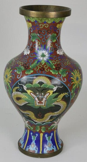 Chinese Cloissone Dragon Decorated Vase, Qing Dynasty