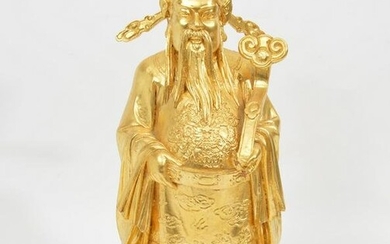 Chinese Gilt Wood "Prosperity" Deity Figure