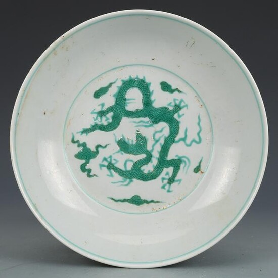 Chinese Green Dragon Porcelain Plate