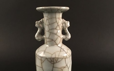 Chinese Guan Type Porcelain Vase, Elephant Ears Handles