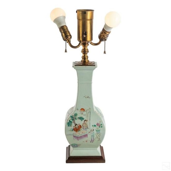 Chinese Hand Painted Famille Rose Porcelain Lamp