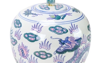 Chinese Hand Painted Ginger Jar Dragon Motif