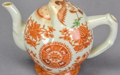Chinese Hand Painted Porcelain Puzzle Tea Pot