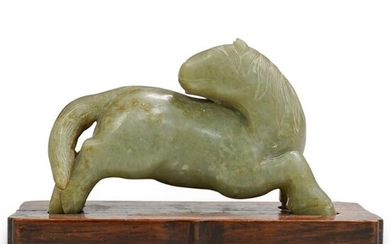 Chinese Ming Celadon Jade Horse Carving