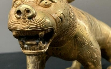 Chinese Or Japanese Gilt Bronze Tiger