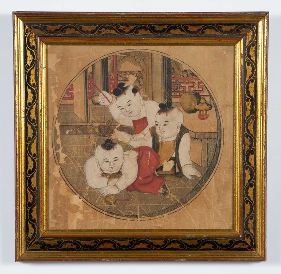Chinese Painting of a Boy; Together with a Chinese Painting of Three Boys